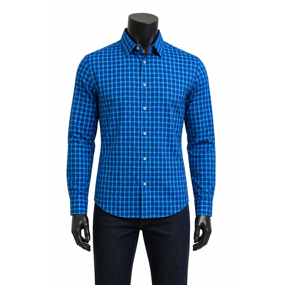 Brooklyn Tailors No 358 Grand Mens Blue Green Gingham Button Down Shirt Size M